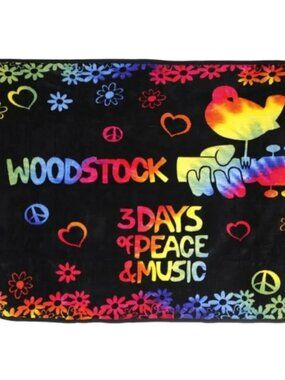 Woodstock 3 Days Of Peace Blanket ~ 50" x 60" ~ Officially Licensed ~ Brand New!